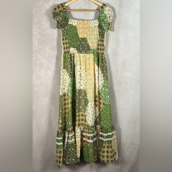 Her Destiny Bohemian Floral Print Maxi Dress Tiered Cottagecore Milkmaid Small - Picture 8 of 14